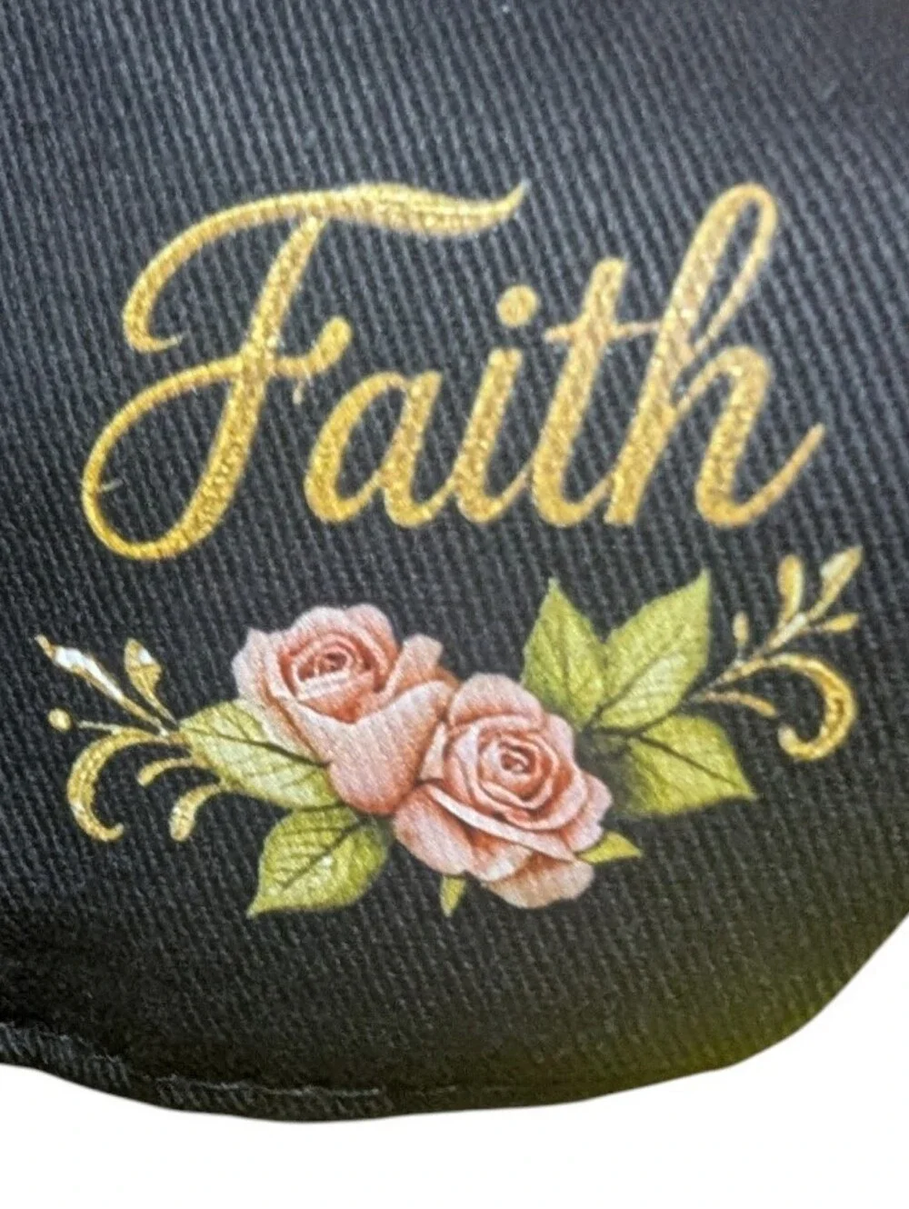 NEW Saved By Grace Redeemed Black Baseball Cap O/S Adjustable Hat Cross Floral